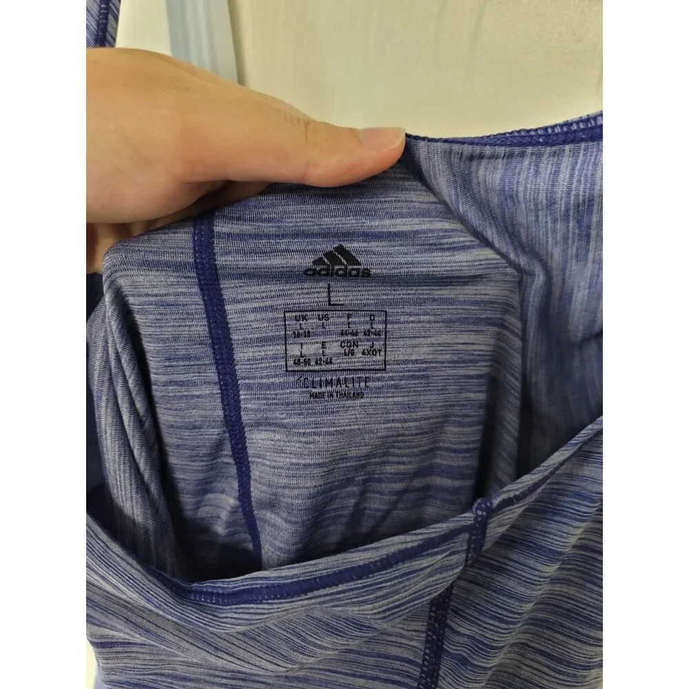 womens purple patterned adidas x cross back climalite athletic tank top - size L
